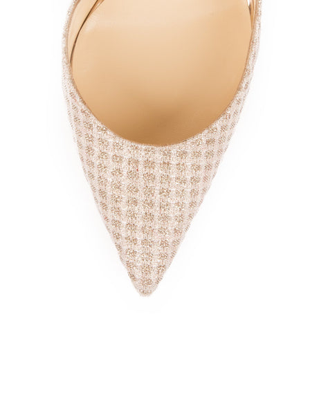 Iriza 100 Quadro Lurex Glitter Pumps - Nude