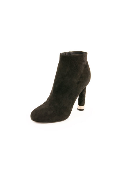 Suede Coco Tower Quilted Heel Boot - Black