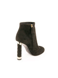 Suede Coco Tower Quilted Heel Boot - Black