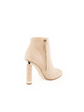Suede Coco Tower Quilted Heel Boot - Beige