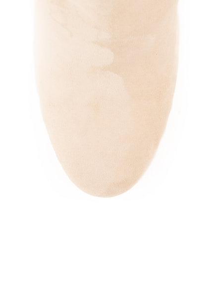 Suede Coco Tower Quilted Heel Boot - Beige