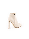 Leather Coco Tower Quilted Heel Boot - White