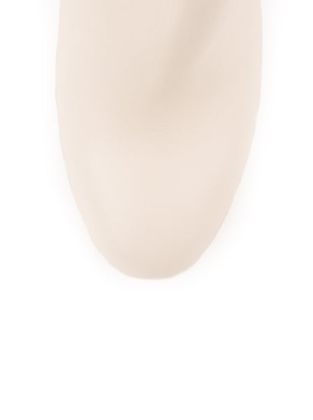 Leather Coco Tower Quilted Heel Boot - White