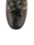 Leather CC Chain Link Moccasin Loafer - Black