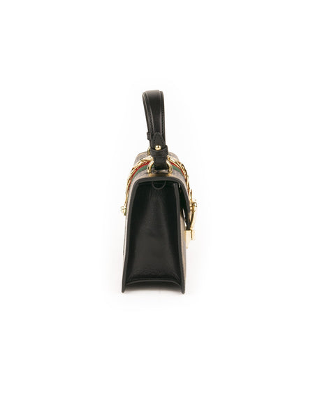 Sylvie Small Stars Leather Top-Handle Bag - Black / Gold