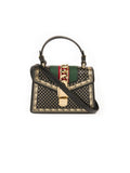 Sylvie Small Stars Leather Top-Handle Bag - Black / Gold