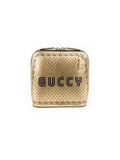 Guccy Script Dome Metallic Leather Crossbody Bag - Gold