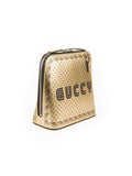 Guccy Script Dome Metallic Leather Crossbody Bag - Gold