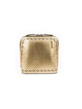 Guccy Script Dome Metallic Leather Crossbody Bag - Gold