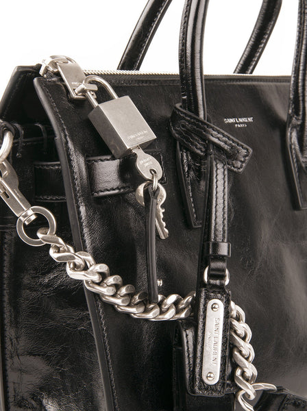 Leather Sac De Jour Handbag - Black