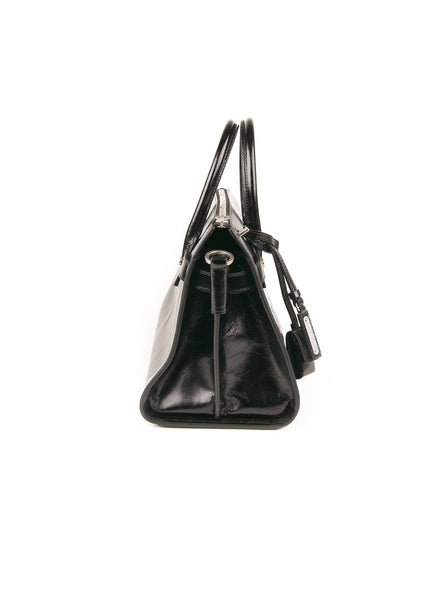 Leather Sac De Jour Handbag - Black