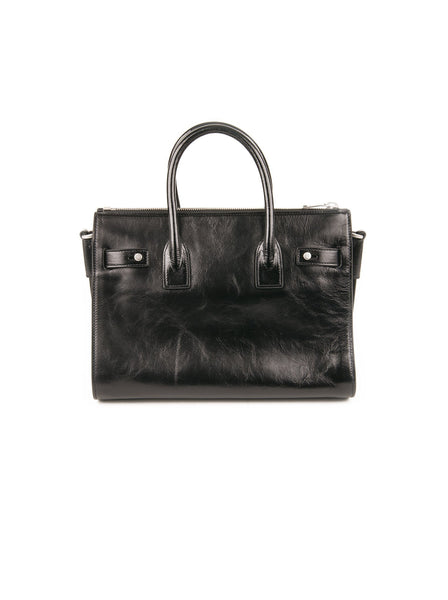Leather Sac De Jour Handbag - Black