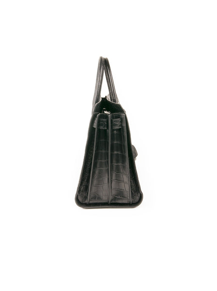 Saint Laurent - Crocodile Embossed Sac Du Jour Tote - Black - ForwardModa