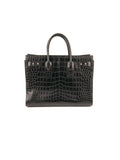 Saint Laurent - Crocodile Embossed Sac Du Jour Tote - Black - ForwardModa