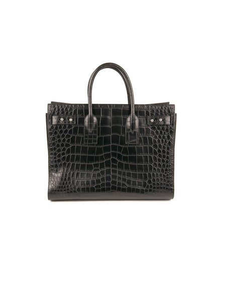 Saint Laurent - Crocodile Embossed Sac Du Jour Tote - Black - ForwardModa