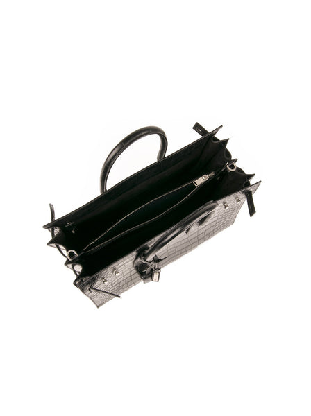 Saint Laurent - Crocodile Embossed Sac Du Jour Tote - Black - ForwardModa