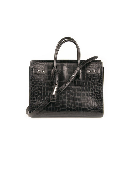 Saint Laurent - Crocodile Embossed Sac Du Jour Tote - Black - ForwardModa