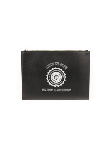 Saint Laurent Leather Universite Clutch - Black