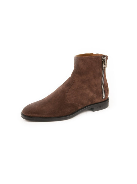 Suede Triple Zip Chelsea Boots - Dark Brown