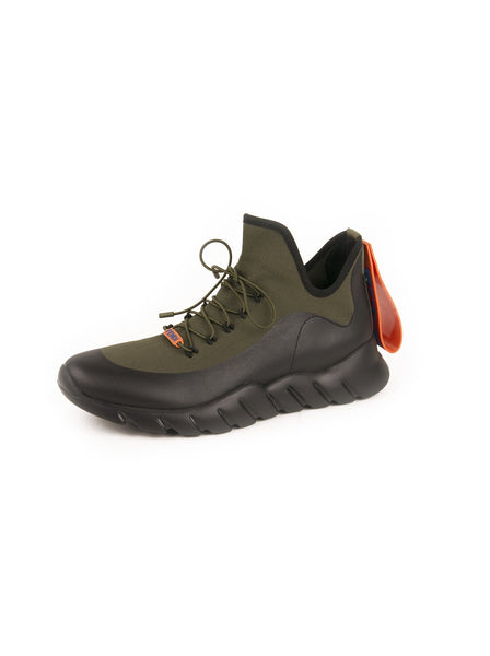 Knit Hightop Sneaker- Olive & Black