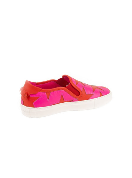 Star Embossed Slip On Sneakers - Pink / Red