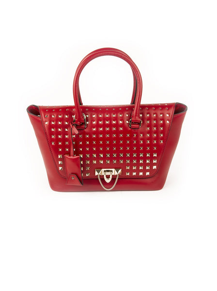 Demilune Rockstud Tote Bag - Red
