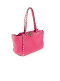 Small Rockstud Trapeze Tote - Fuschia
