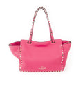 Small Rockstud Trapeze Tote - Fuschia