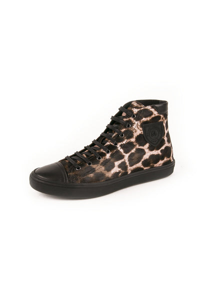Saint Laurent - Bedford Calfskin Mid-Top Sneaker - Leopard Print Black - ForwardModa