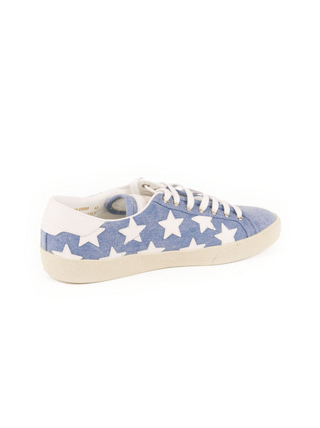 Star Embroidered Sneakers - White / Blue