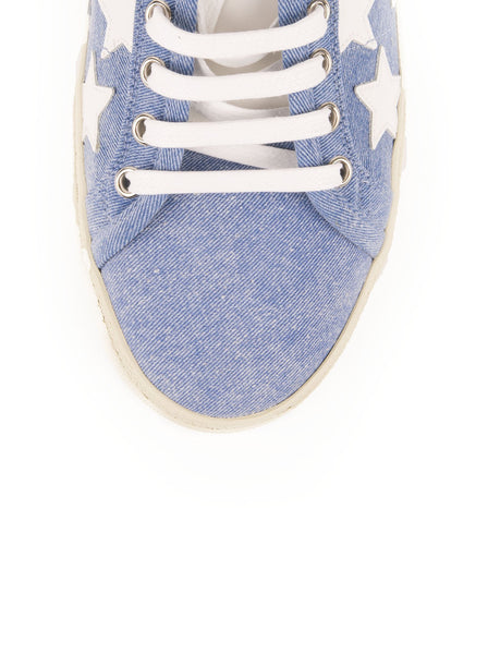 Star Embroidered Sneakers - White / Blue