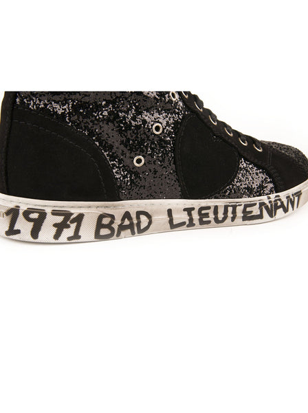 Saint Laurent - Antibe Glitter & Suede High-Top Sneaker - Black - ForwardModa