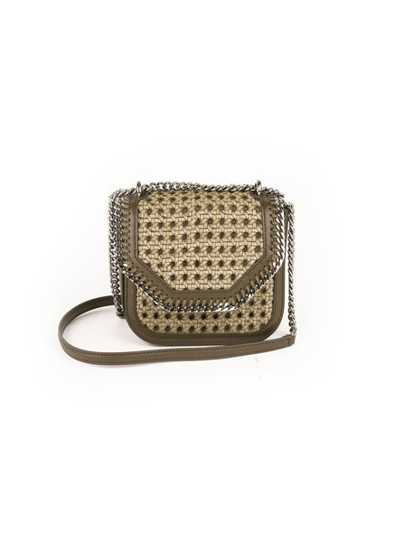 Wicker Mini Box Shoulder Bag - Green