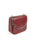 Stella McCartney - Crocodile Embossed Falabella Shoulder Bag- Red - ForwardModa
