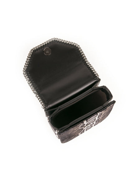 Velvet Jacquard Shoulder Bag - Black