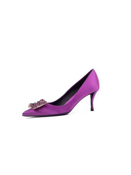 Embellished Satin Pump - Magenta