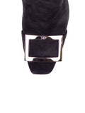 Suede Buckle Toe Bootie - Black