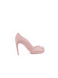 Suede Dita Pearl Buckle Pump - Rose Salmon