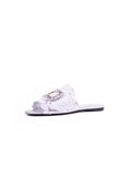 Slipper Guipure Rabat Flat - White / Silver