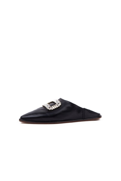 Roger Vivier - Bab' Viv' Strass Buckle Flat - Black - ForwardModa