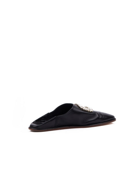 Roger Vivier - Bab' Viv' Strass Buckle Flat - Black - ForwardModa