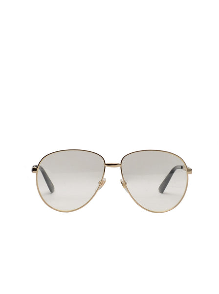 Gucci - Aviator Metal Sunglasses - Gold / Transparent - ForwardModa