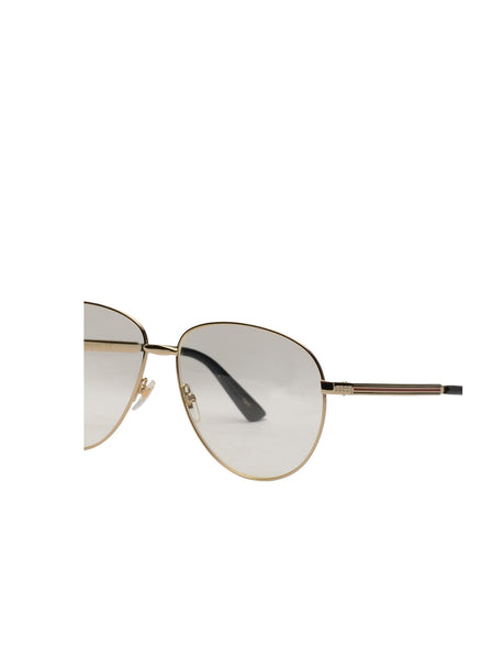 Gucci - Aviator Metal Sunglasses - Gold / Transparent - ForwardModa