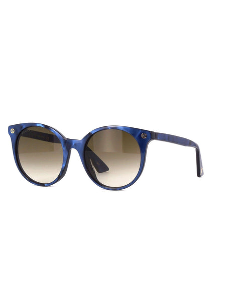 GG0091S-005 Semi Oval Sunglasses - Blue / Brown Gradient
