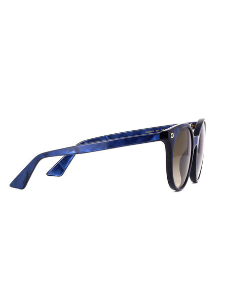GG0091S-005 Semi Oval Sunglasses - Blue / Brown Gradient