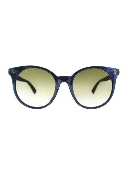 GG0091S-005 Semi Oval Sunglasses - Blue / Brown Gradient