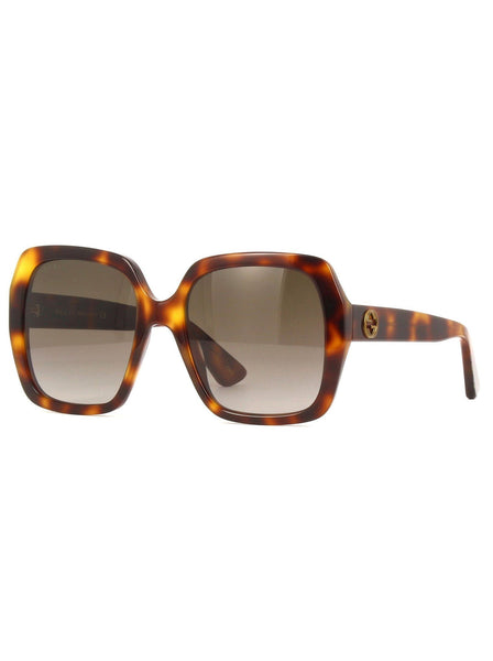 GG0096S-002 Square Sunglasses - Havana Brown / Brown Gradient