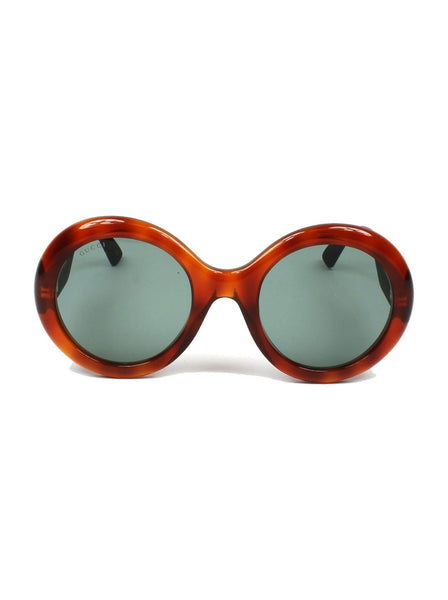 GG0101S-004 Round Sunglasses - Havana & Glitter Silver / Green