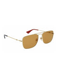 GG0108S-004 Square Sunglasses - Gold / Light Brown
