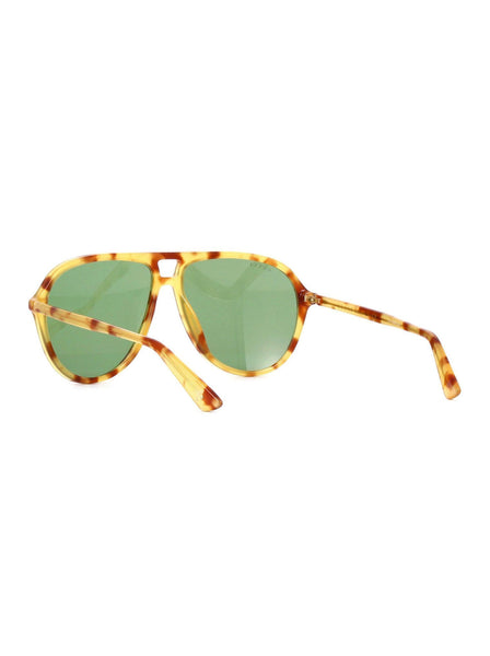 GG0119S-004 Aviator Sunglasses - Light Honey Havana / Green